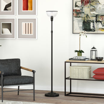 Francis Torchiere Floor Lamp with Ribbed Glass Shade