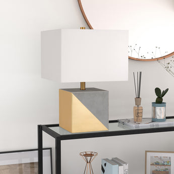 Severin 18.5" Tall Gold-Dipped Concrete Table Lamp with Fabric Shade