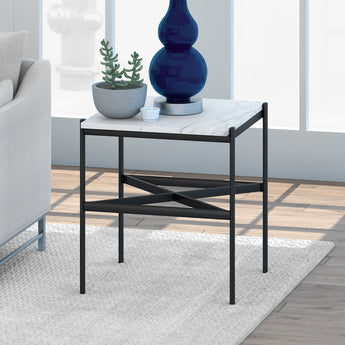 Braxton 20'' Wide Side Table with Faux Marble Top