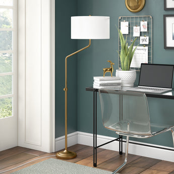 Callum Height-Adjustable Floor Lamp with Fabric Shade