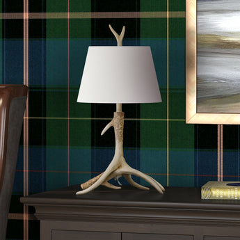 Ellsworth 27" Rustic Lodge Resin Antler Lamp with Fabric Shade