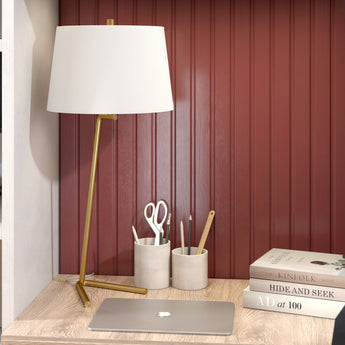 Markos 28.5" Tall Tilted Table Lamp with Fabric Shade