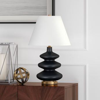 Carleta 26.5" Tall Triple Gourd Table Lamp with Fabric Shade