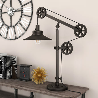 Descartes 29" Tall Wide Brim/Pulley System Table Lamp with Metal Shade
