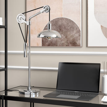 Neo 33.5" Tall Solid Wheel Pulley System Table Lamp with Metal Shade