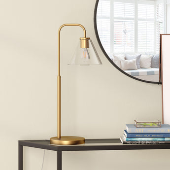 Henderson 27" Tall Arc Table Lamp with Glass Shade