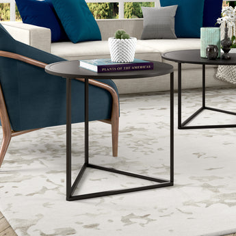 Jenson 24" Wide Round Side Table with Metal Top