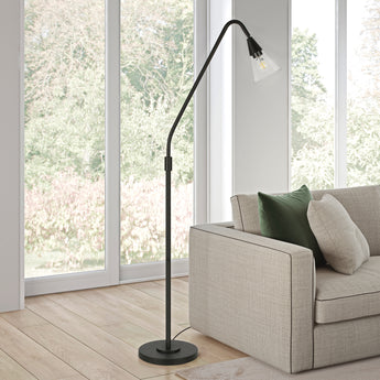 Challice Arc Floor Lamp with Glass Shade