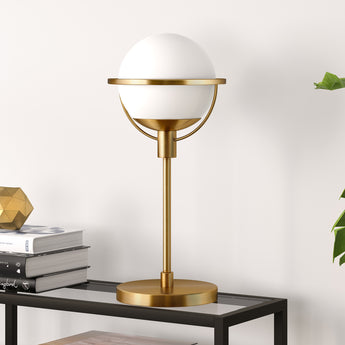 Cieonna 21" Tall Globe & Stem Table Lamp with Glass Shade