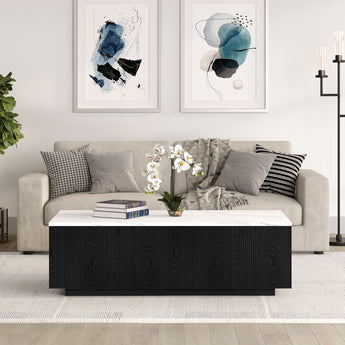 Reyes 48" Wide Coffee Table with Faux Marble Top
