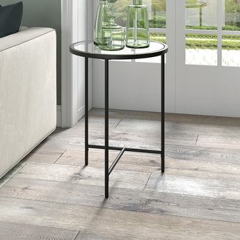 Berenson 18" Wide Round Side Table with Glass Top