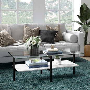 Otto 47'' Wide Coffee Table with Faux Marble Shelf