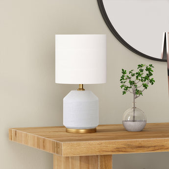 Esther 15" Tall Textured Ceramic Mini Lamp with Fabric Shade
