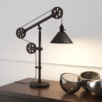 Descartes 29" Tall Pulley System Table Lamp with Metal Shade