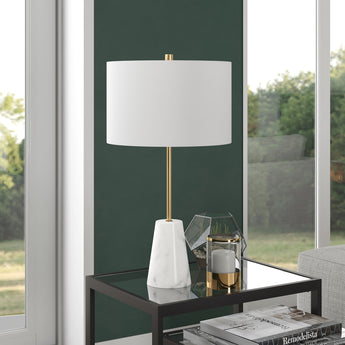 Killian 25.5" Marble Table Lamp with Fabric Shade