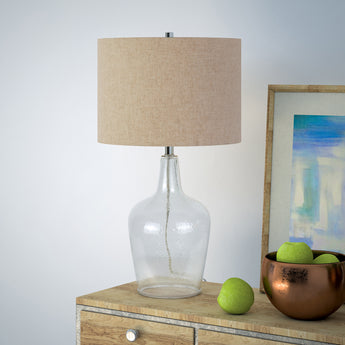 Helix 26.75" Tall Watermarked Table Lamp with Fabric Shade