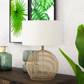 Bryn 21.5" Tall Rattan Table Lamp with Fabric Shade