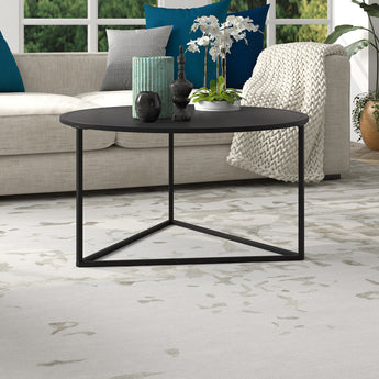 Jenson 33'' Wide Round Coffee Table with Metal Top