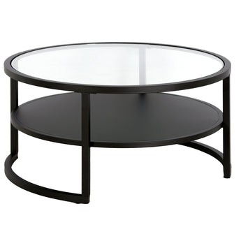 Winston 34.25" Wide Round Coffee Table with Metal Shelf