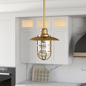 Bay 8.25" Wide Lantern Pendant with Glass/Metal Shade
