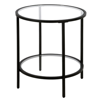 Sivil 20'' Wide Round Side Table with Glass Shelf