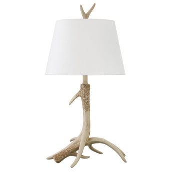 Ellsworth 27" Rustic Lodge Resin Antler Lamp with Fabric Shade