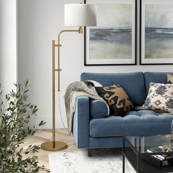 Polly Height-Adjustable Floor Lamp with Fabric Shade