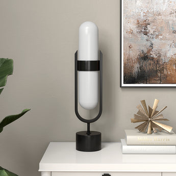 Blair Pill-Shaped Table Lamp with Milk Glass Shade