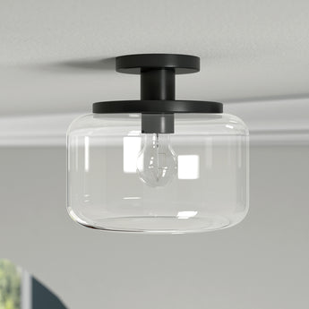 Tatum 11" Wide Semi Flush Mount with Glass Shade