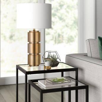 Campbell 27" Tall Table Lamp with Fabric Shade