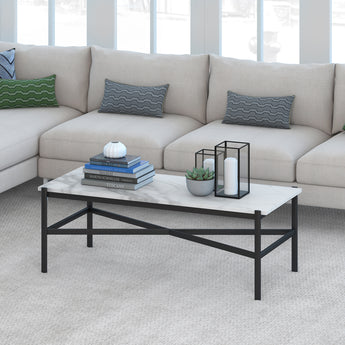 Braxton 46'' Wide Coffee Table with Faux Marble Top