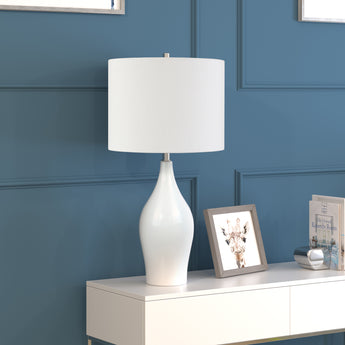 Bella 28.25" Tall Porcelain Table Lamp with Fabric Shade