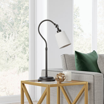 Harland 25" Tall Arc Table Lamp with Fabric Shade