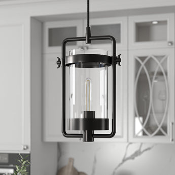 Orion 11" Wide Industrial Pendant with Glass Shade