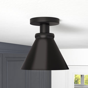 Zeno 8.5" Semi Flush Mount with Metal Shade