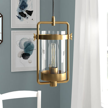 Orion 11" Wide Industrial Pendant with Glass Shade
