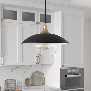 Alvia 14.5" Wide Pendant with Metal/Glass Shade